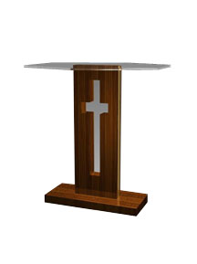 Tribute wooden flower stand with the outline of a cross