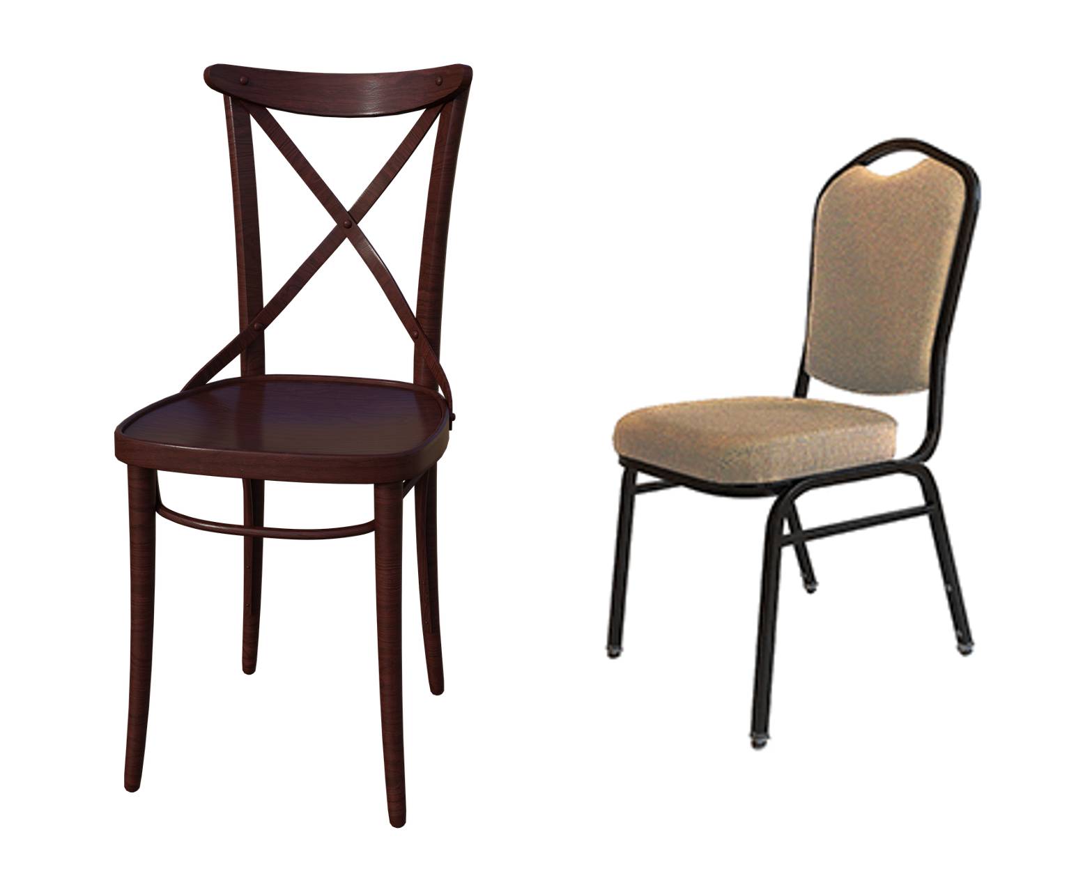 Wooden vs metal chairs made of steel