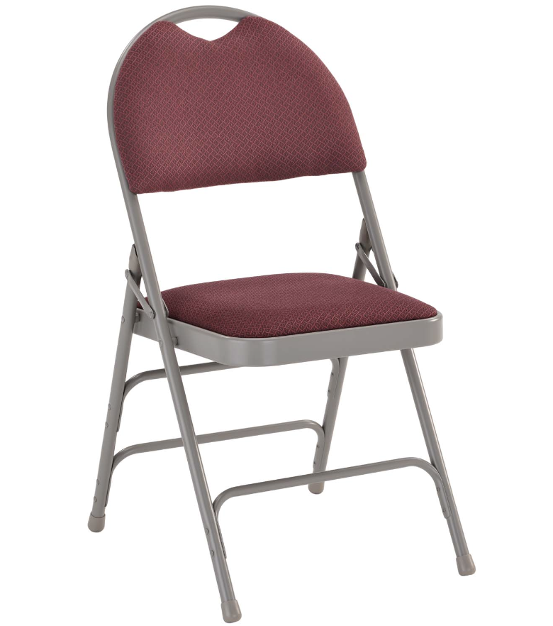 Maroon folding chair with handle