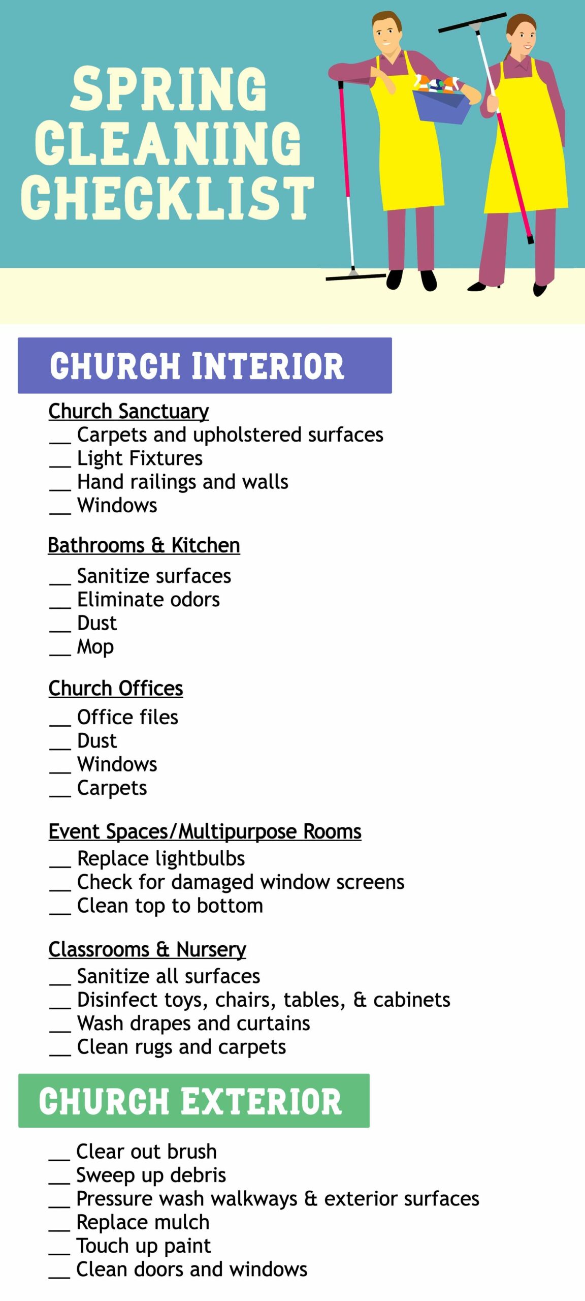 Church spring cleaning checklist