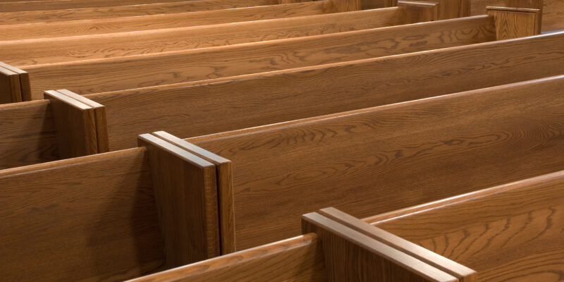 Rows of church pews