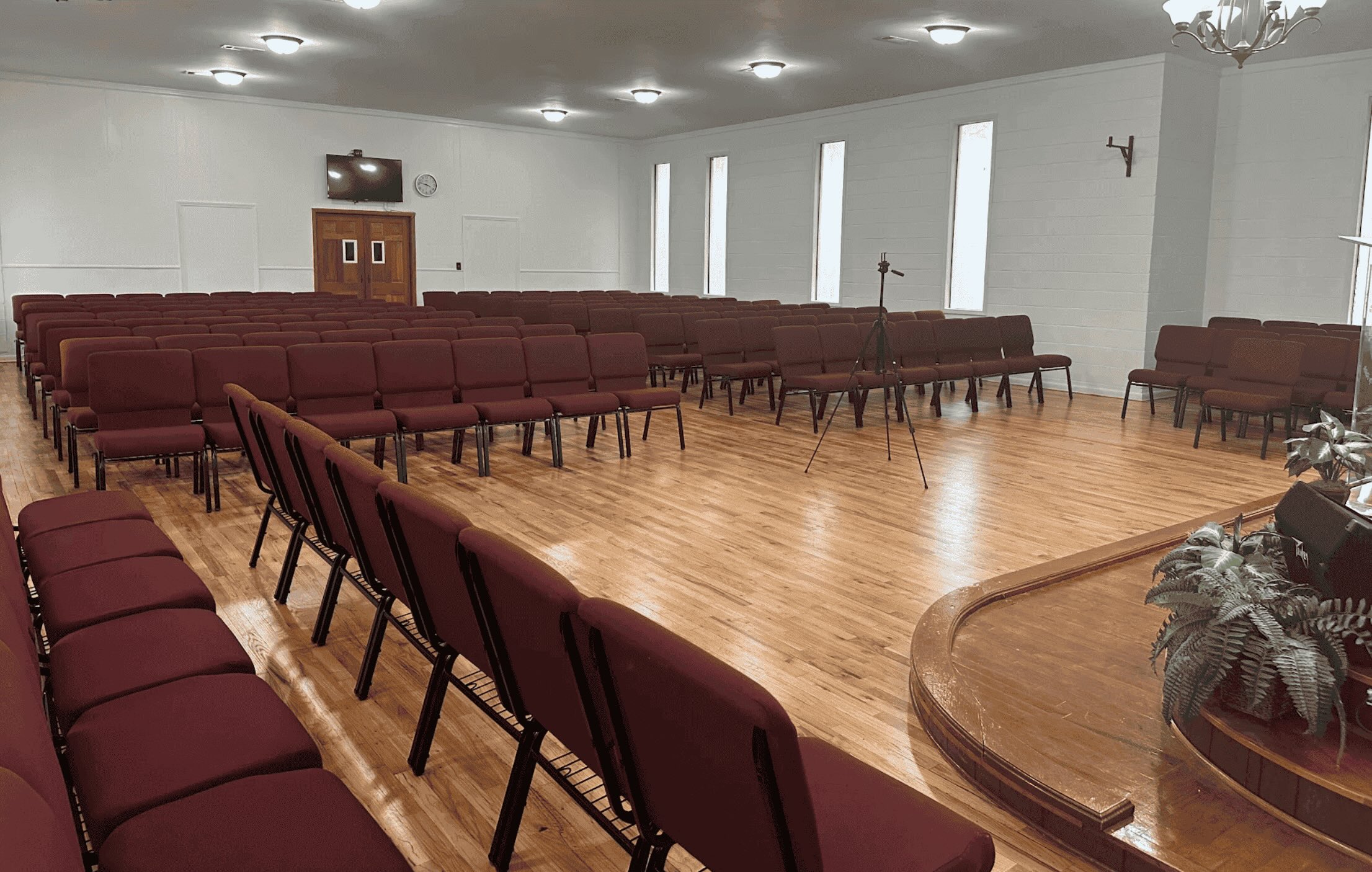 Rows of church seating